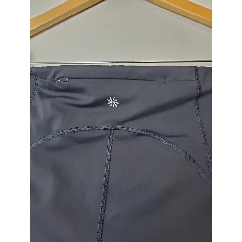 Athleta 7/8 Tight‎ Leggings Medium Black Pockets Ankle Zippers Vented Womens